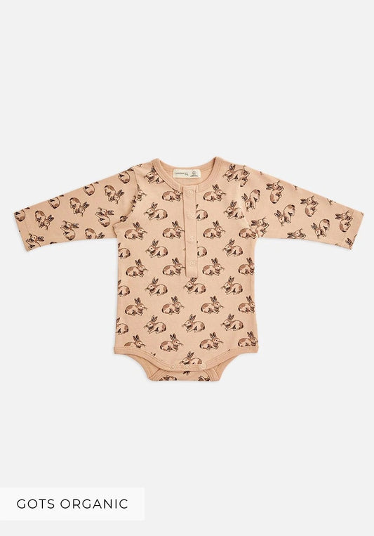 Miann & Co Organic Cotton Baby Basics - Long Sleeve Bodysuit - Marlow Bunny