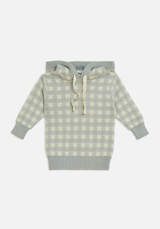Miann & Co Knitted Hoodie - Mint Gingham