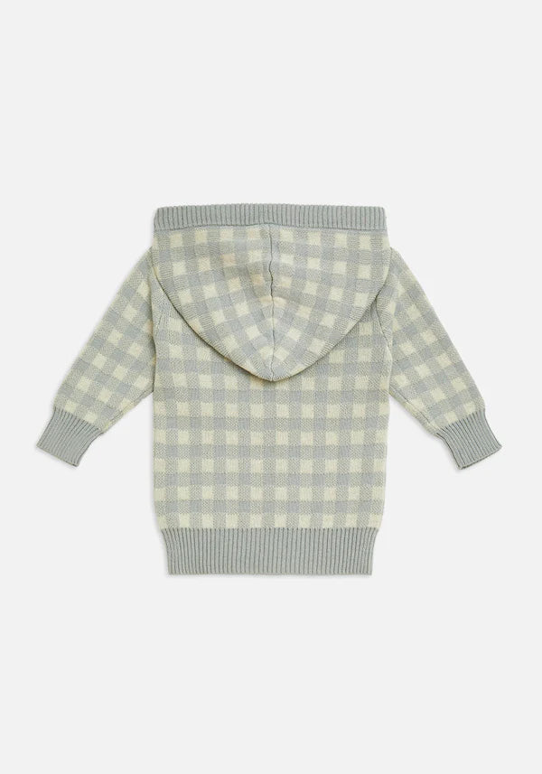 Miann & Co Knitted Hoodie - Mint Gingham