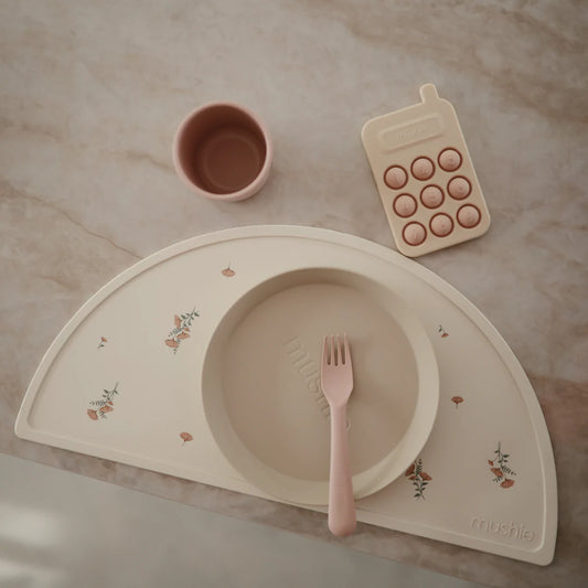 Mushie Silicone Place Mat (Pink Flowers)