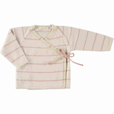 Li & Me Mat: Stripes Knit Crossed Sweater (Cream/Rose)