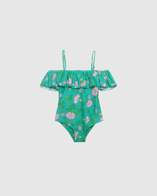 Coco and Ginger One Piece with Frill: Jade Dogwood Rose
