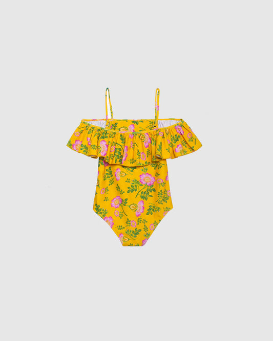 Coco and Ginger One Piece with Frill: Yellow Dogwood Rose