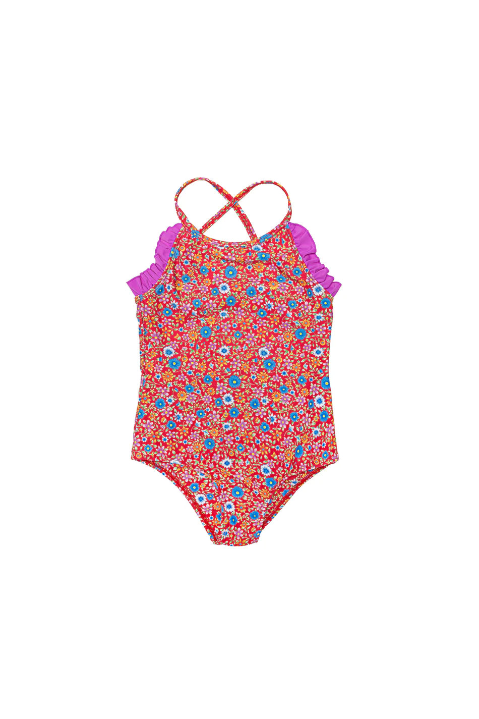 Coco and Ginger One Piece with Small Frill: Star Flower Red