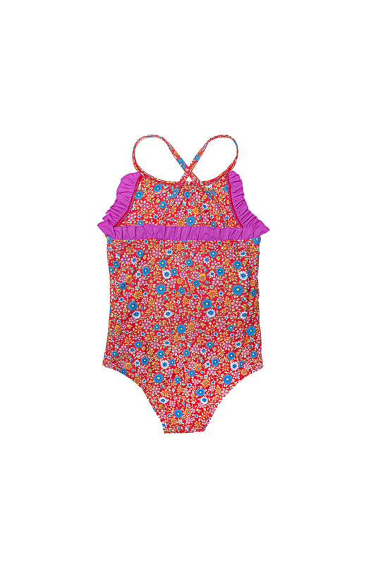 Coco and Ginger One Piece with Small Frill: Star Flower Red
