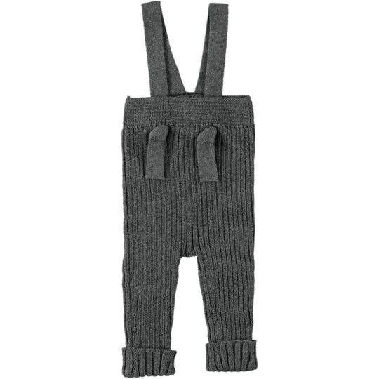 Li & Me Robbie: Rib Knit Trousers w/ straps: Dark Grey