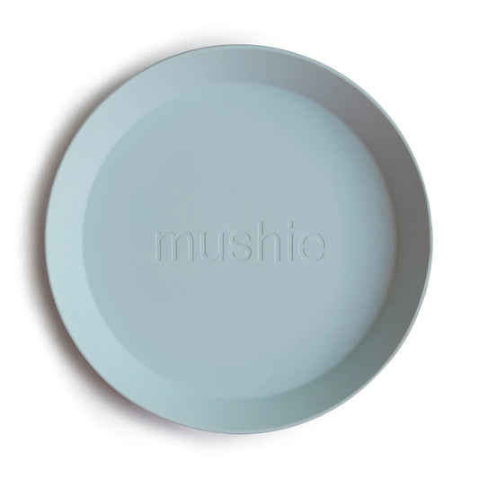 Mushie Round Dinnerware Plate 2-Pack (Powder Blue)