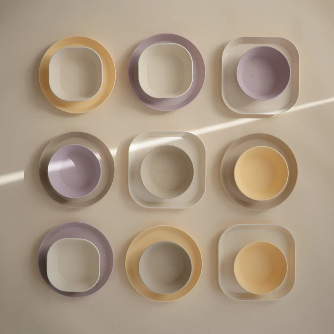 Mushie Round Dinnerware Plate 2-Pack (Soft Lilac)