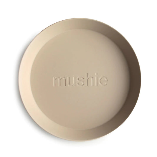 Mushie Round Dinnerware Plate 2-Pack (Vanilla)