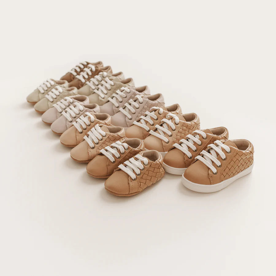 Consciously Baby Leather Woven Sneaker: Honey (Soft Sole)