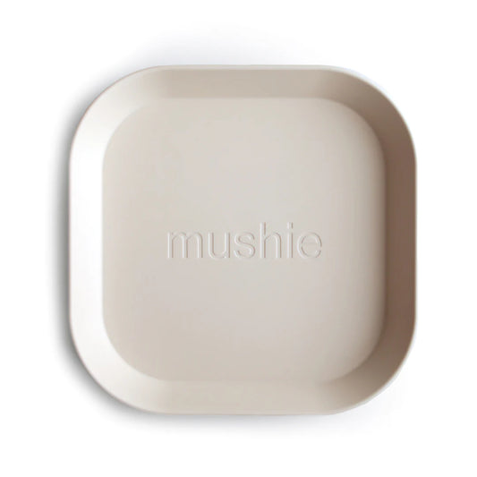 Mushie Square Dinnerware Plate 2-Pack (Ivory)