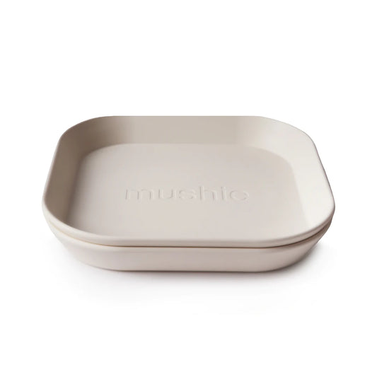 Mushie Square Dinnerware Plate 2-Pack (Ivory)