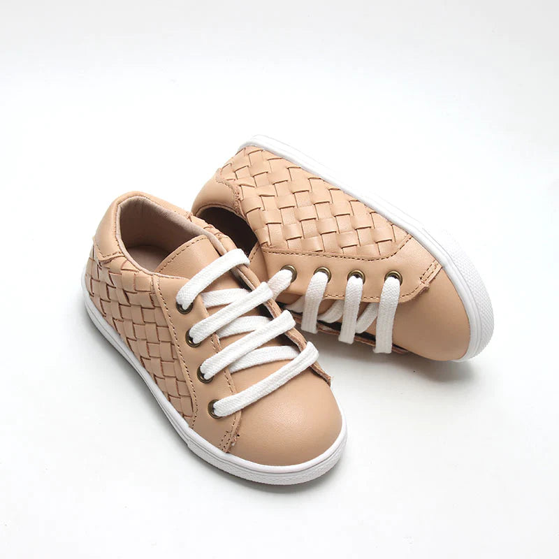 Consiously Baby Leather Woven Sneaker: Honey