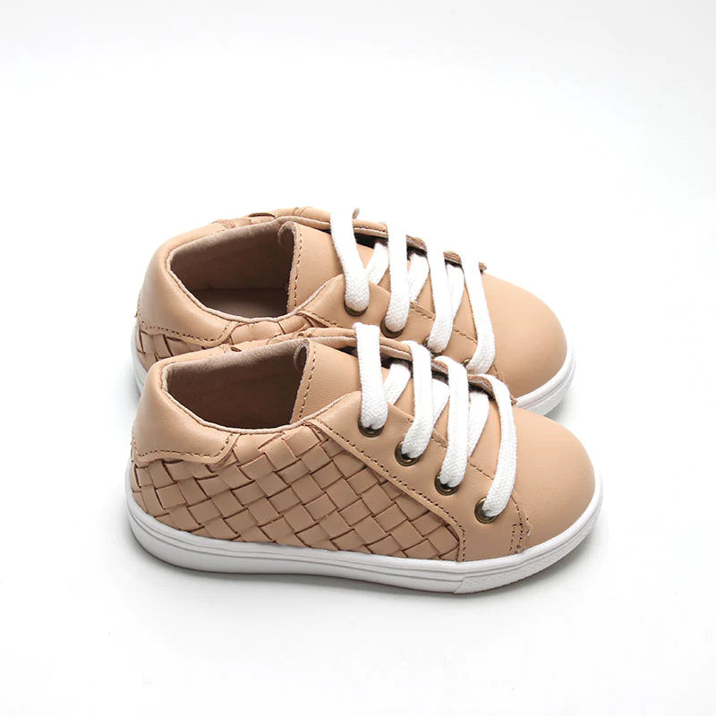Consiously Baby Leather Woven Sneaker: Honey