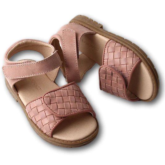 Consciously Baby Leather Woven Sandal: Rose Cloud
