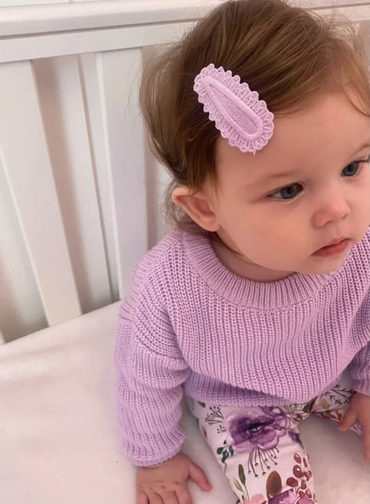 Bow So Cute Crochet Snap Clip - Lilac