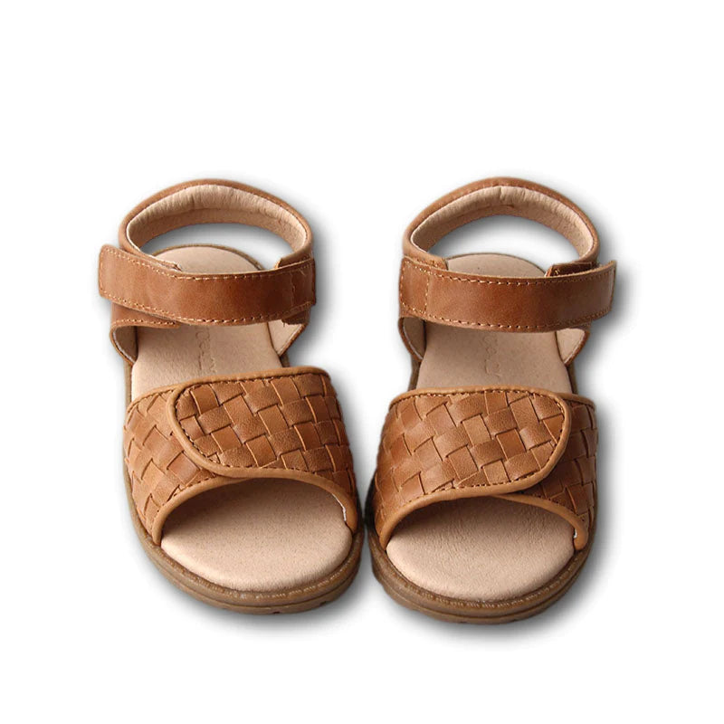 Consciously Baby Leather Woven Sandal: Walnut