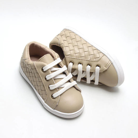 Consciously Baby Leather Woven Sneaker: Bone