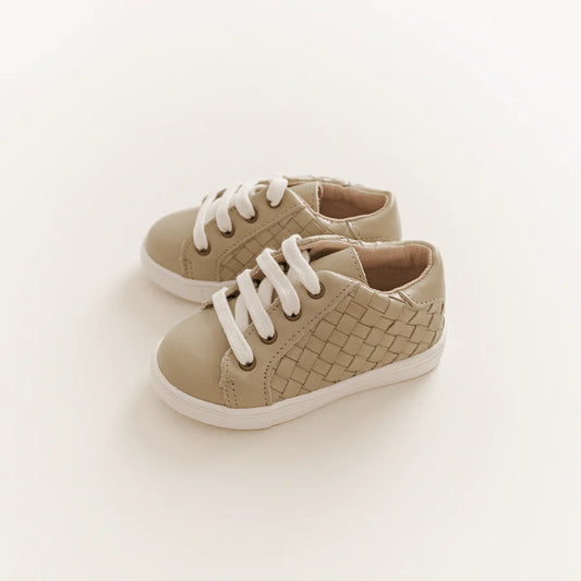 Consciously Baby Leather Woven Sneaker: Bone