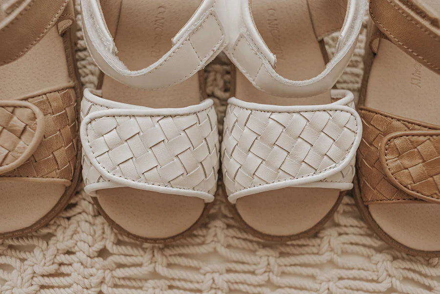 Consiously Baby Leather Woven Sandal: Cotton