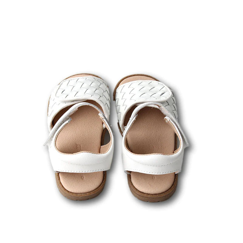 Consiously Baby Leather Woven Sandal: Cotton